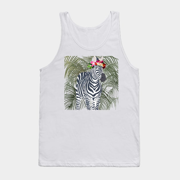 Zebra with Flower Crown Tank Top by Suneldesigns